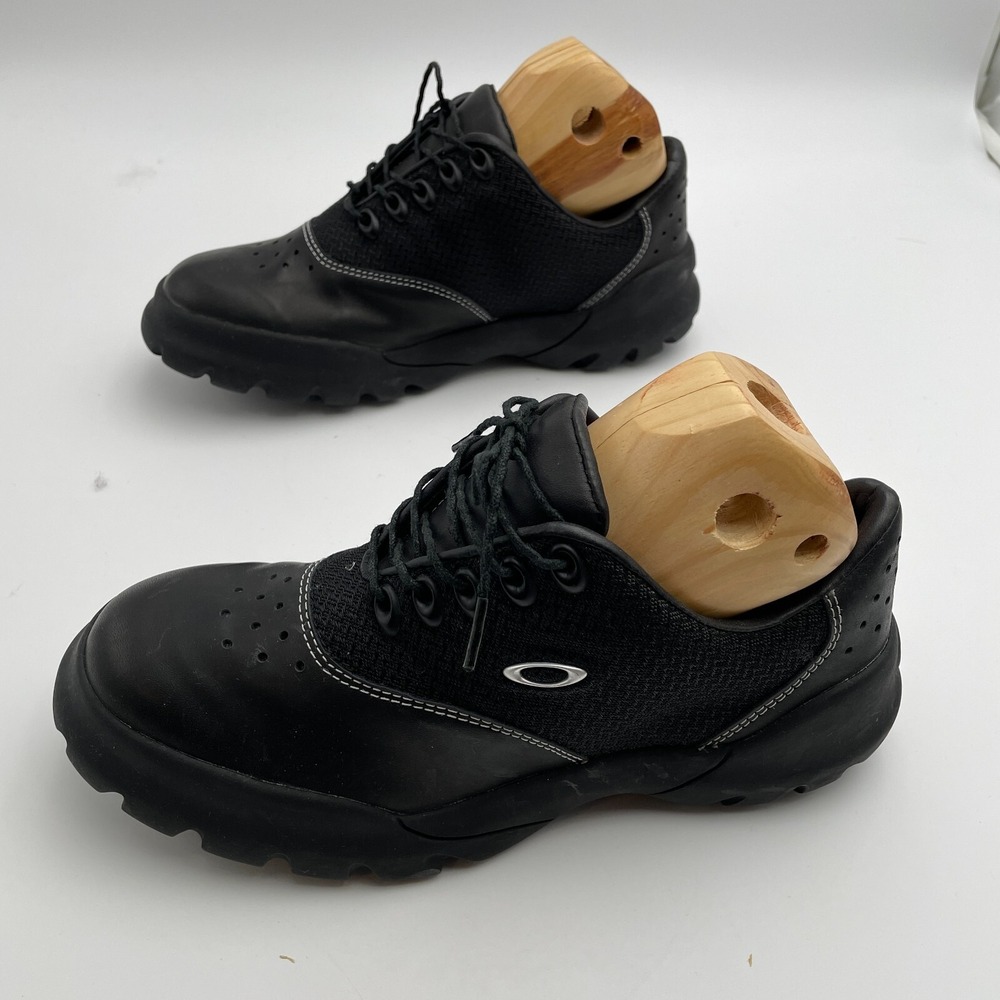 Vintage Oakley Golf Shoes Men's 7.5‎ M Black Leather Lace Up Chop Saw